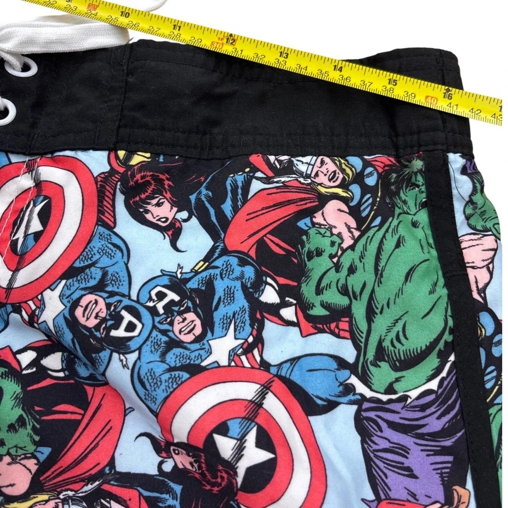 Marvel Comics Avengers Board Shorts Mens Blue All Over Print Swim Trunks 32